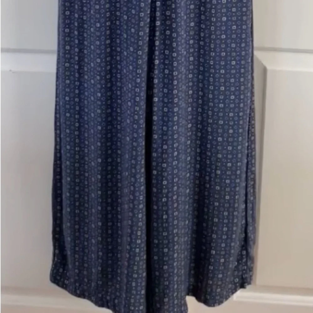 Chaps Navy and White Patterned Dress